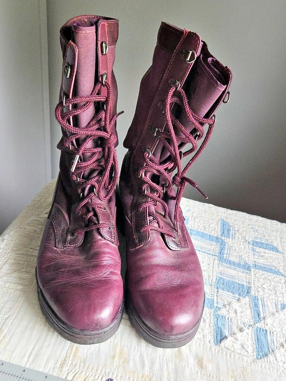 HI-TEC COMBAT boots Leather in Purple & Black US 12